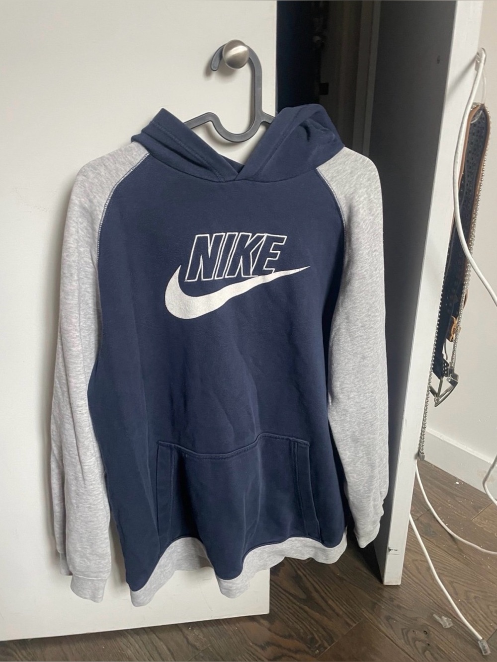 Nike Navy Hoodie with Light Gray sleeves